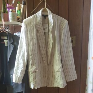 Forever 21 Cream Blazer with Black Stripes